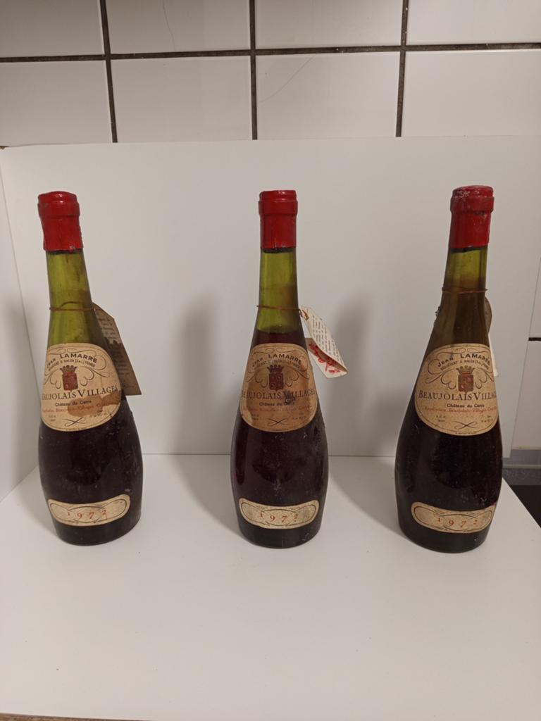 Lot 6 bouteilles anciennes Beaujolais-Villages 1972, Collections, Vins, Enlèvement