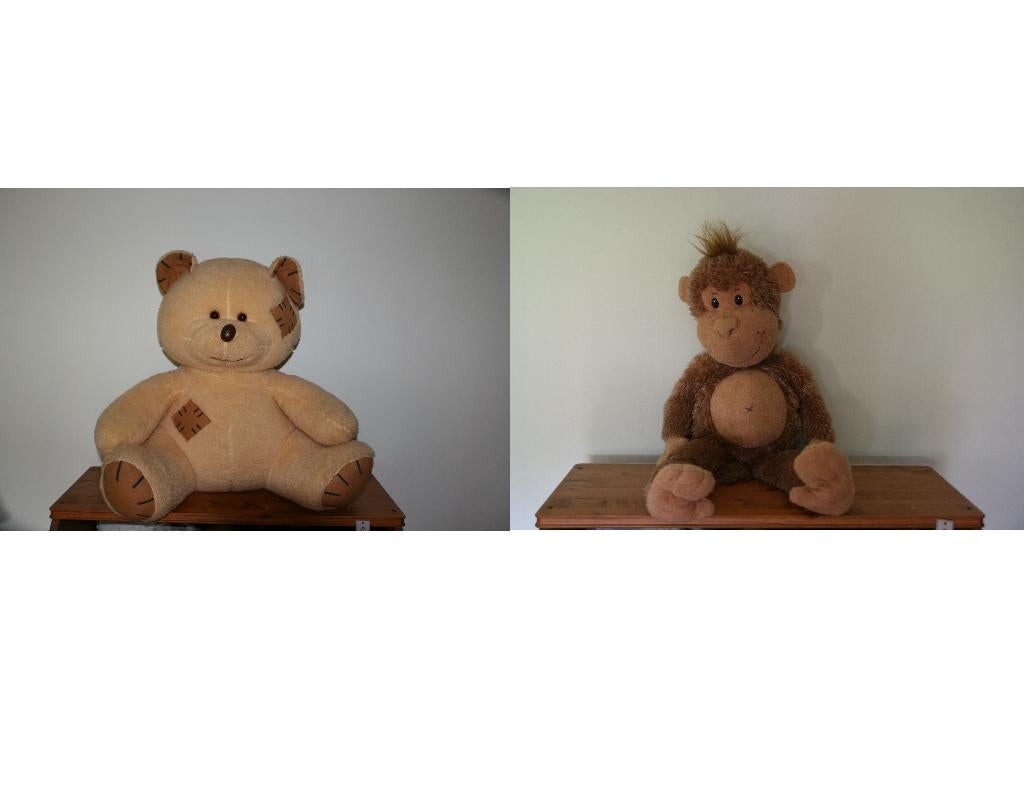 teddybeer 60 cm en knuffelaap 80 cm, Brun, Enlèvement ou Envoi, Comme neuf, Moyen (20 à 80 cm)