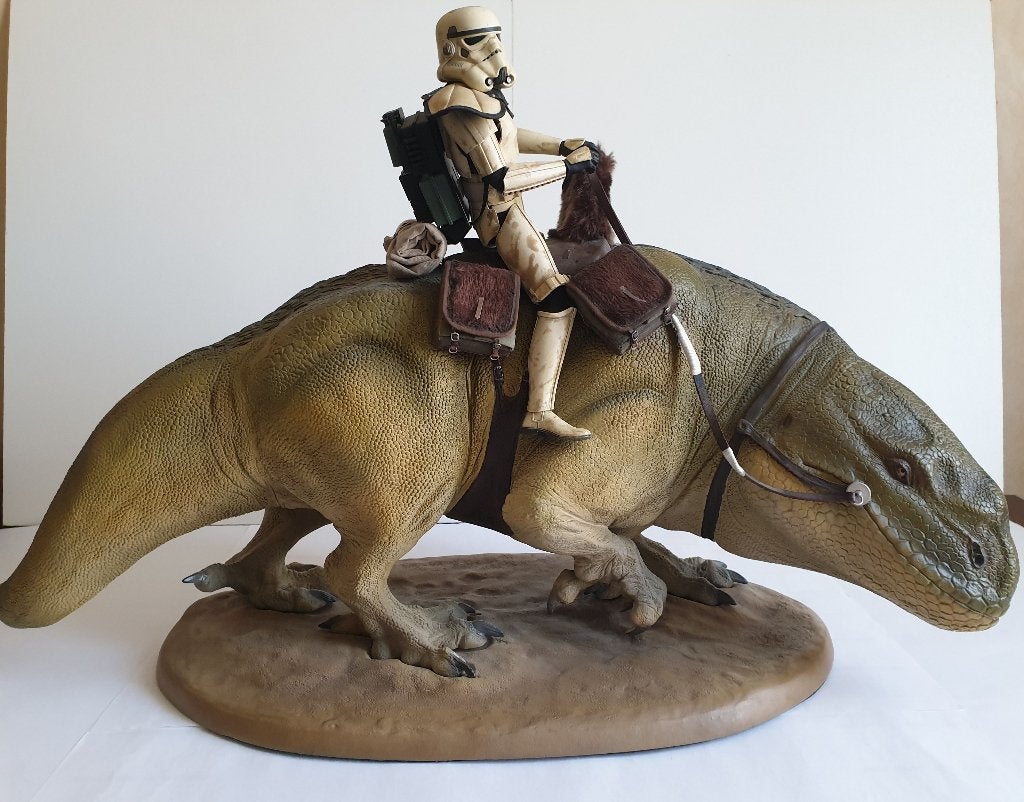 Statue Dewback Sideshow 1/6 Scale Star Wars + Sandtrooper, Enlèvement, Utilisé, Statue ou Buste