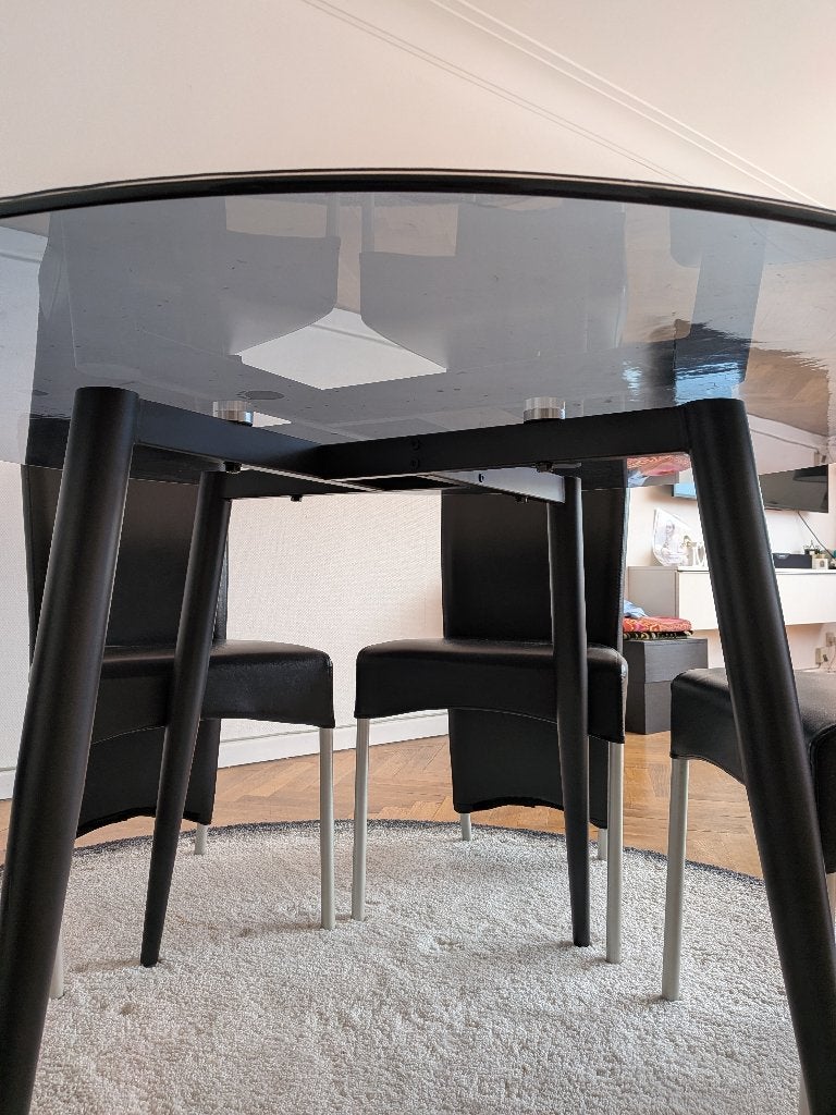 Glazen eettafel, Huis en Inrichting, Ophalen, Rond, Vijf personen of meer, Moderne
