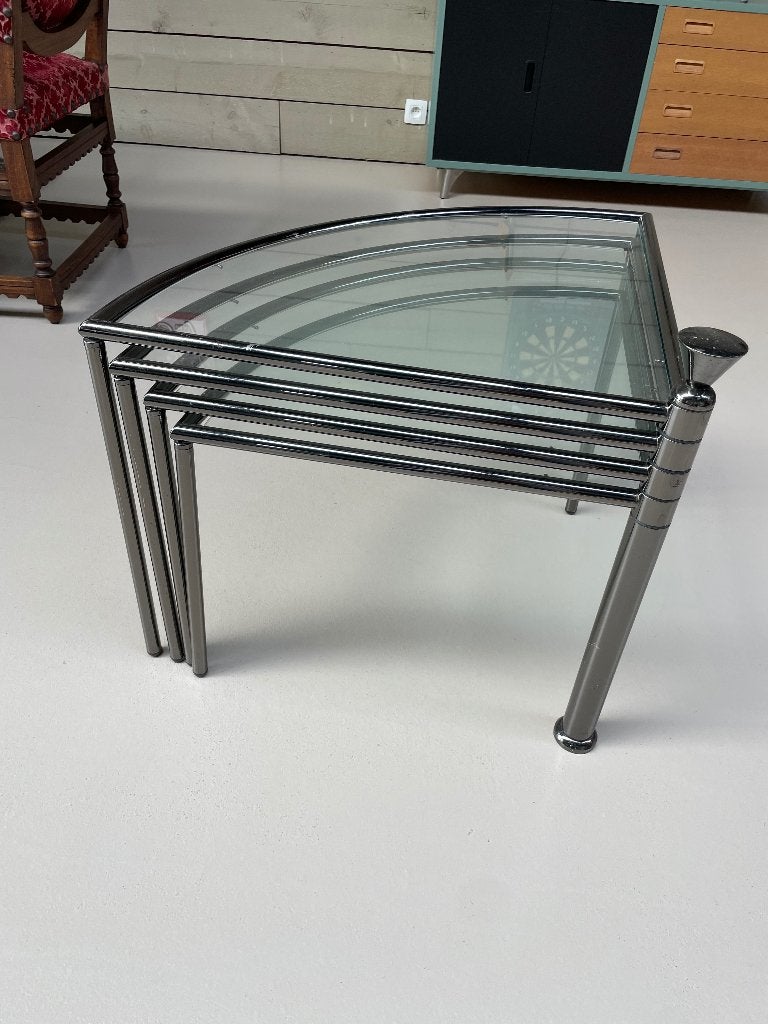 4-delige glazen salontafel, 50 – 75, Rond, Enlèvement, Utilisé