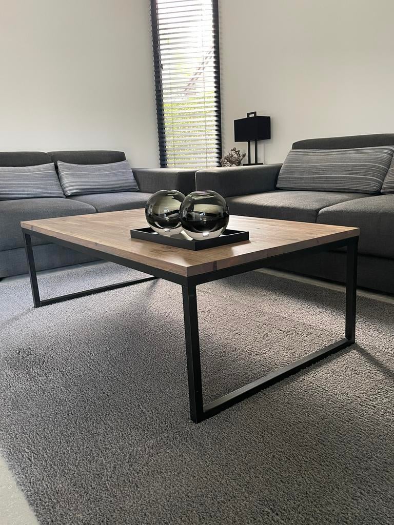 Salontafel Metalen Frame/Eik, Huis en Inrichting, Tafels | Salontafels, Ophalen, Minder dan 50 cm, 100 tot 150 cm, Eikenhout