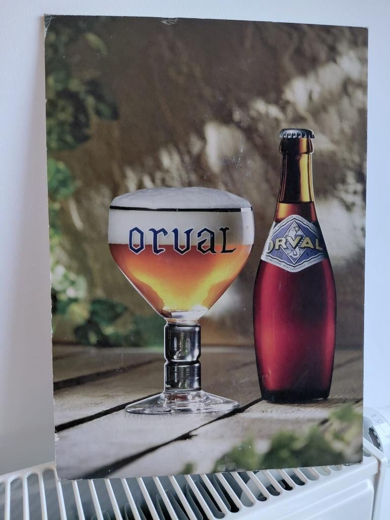 Mooi publiciteitsbord – reclamebord Orval bier in karton, Verzamelen, Ophalen of Verzenden, Zo goed als nieuw, Reclamebord