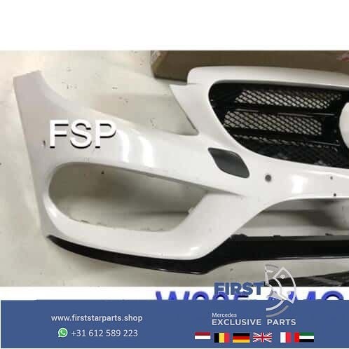 W205 AMG Voorbumper Mercedes C Klasse 2014-2018 + onderlip, Auto-onderdelen, Gebruikt, -, Voor, Ophalen of Verzenden