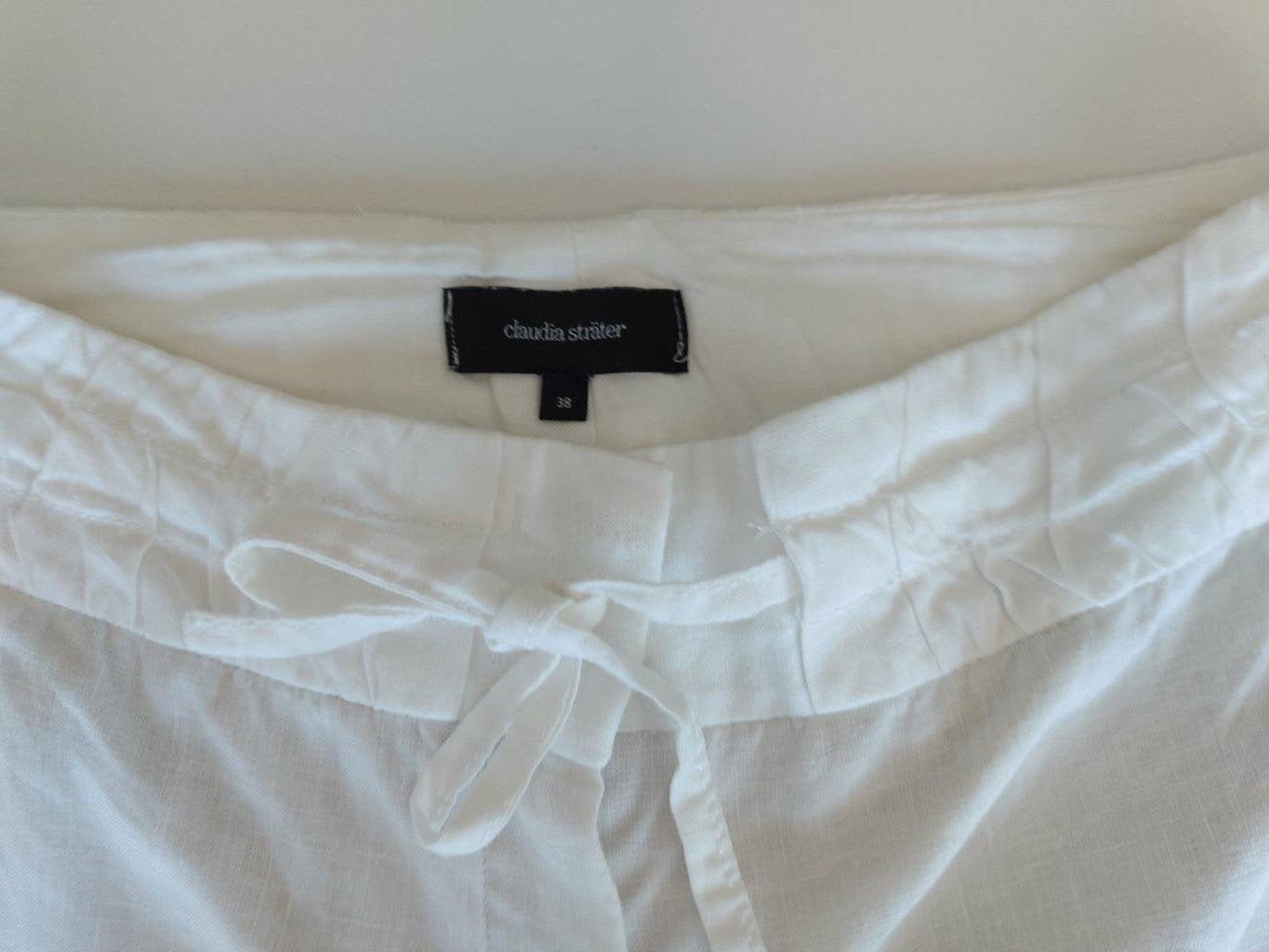 linnen broek Claudia Sträter, Kleding | Dames, Broeken en Pantalons, Zo goed als nieuw, Maat 36 (S), Wit, Lang, Ophalen