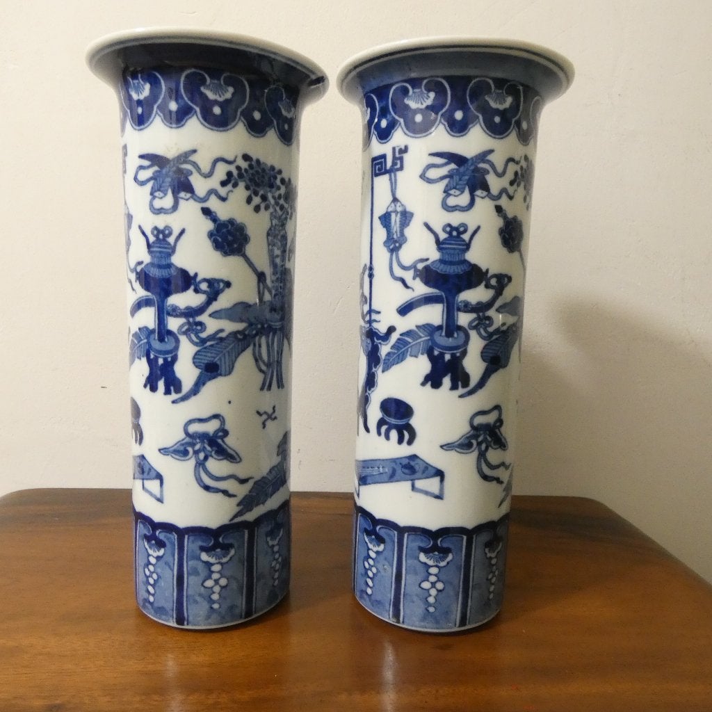 Antieke Chinese Blauw-Witte Porseleinen Vazen (Paar) [1567], Antiek en Kunst, Antiek | Porselein, Ophalen of Verzenden