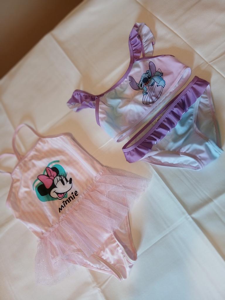 lot de deux maillots de bain fille 122-128 Minnie et Stitch, Kinderen en Baby's, Kinderkleding | Kinder-zwemkleding, Ophalen, Maat 116