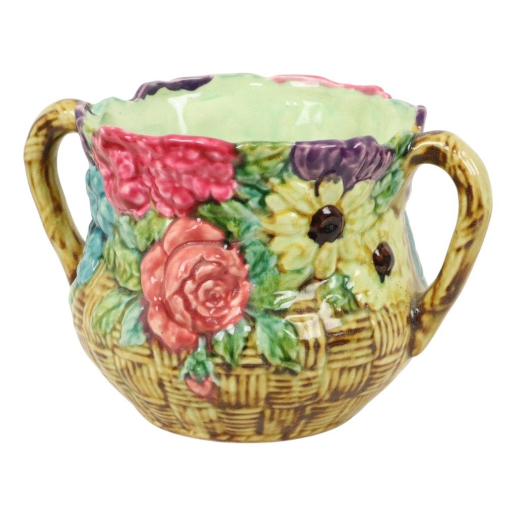 Kleurrijke Art Nouveau Bloempot Cache Pot Majolica Frankrijk, Antiek en Kunst, Ophalen of Verzenden