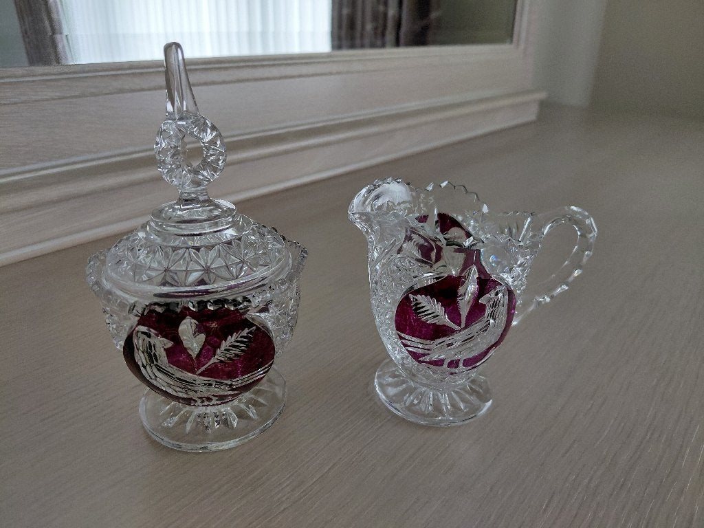 Hofbauer Ruby Red Byrds suikerpot en melkkannetje set, Ophalen