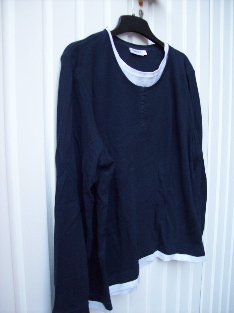 Blouse/chemise bleue à bordure blanche taille XL, Enlèvement ou Envoi, Neuf, Bleu, Chemise ou Top