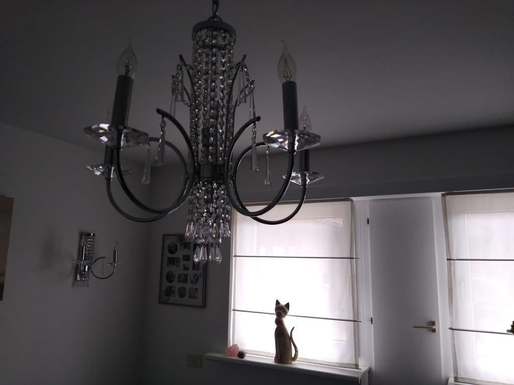 Luchter luster en 2 wandverlichtingen, Huis en Inrichting, Lampen | Kroonluchters, Ophalen, Zo goed als nieuw