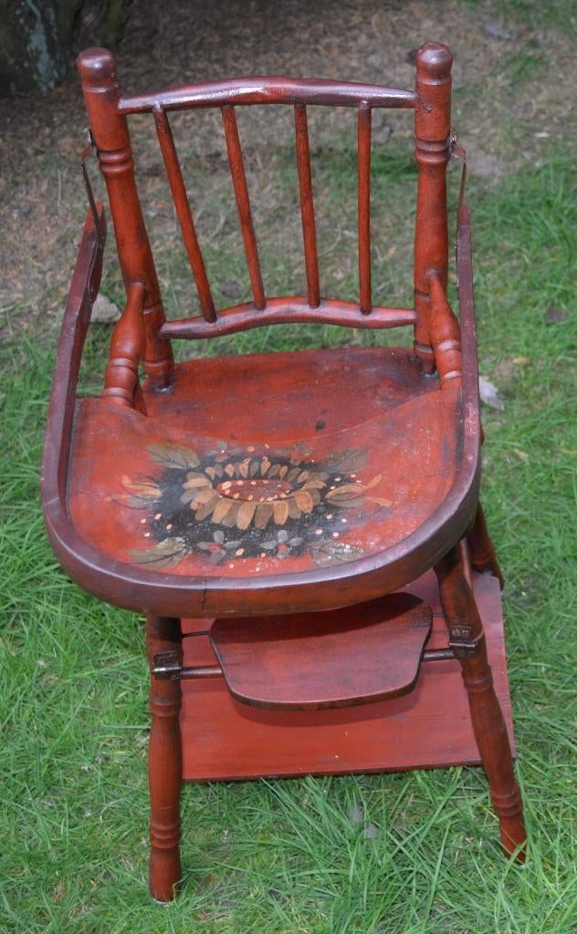Vintage poppenstoel met Hindelopen schildering, Ophalen of Verzenden