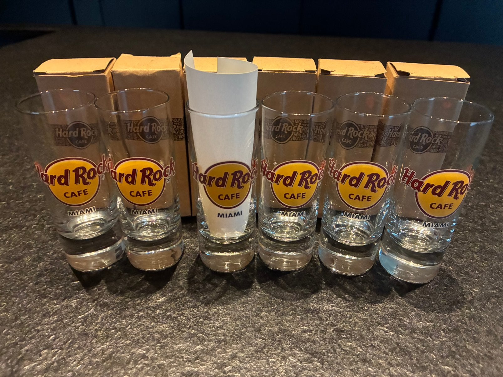 Hard Rock cafe Miami zes stuks, Collections, Verres & Petits Verres, Enlèvement, Neuf