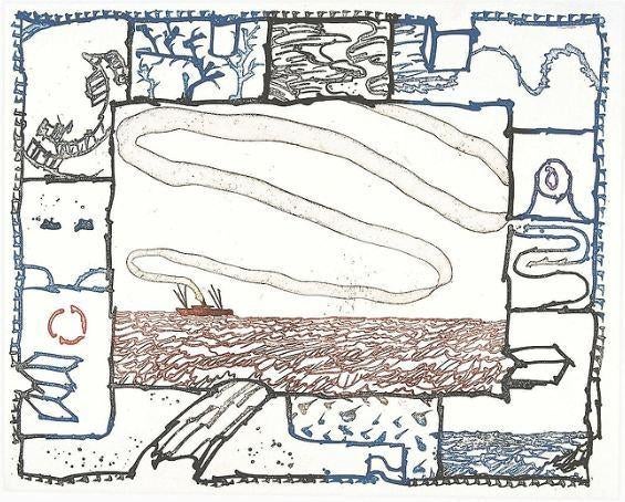 Pierre Alechinsky - Le pinceau voyageur - 1998, Enlèvement ou Envoi, Autres techniques, 92 cm, 63 cm
