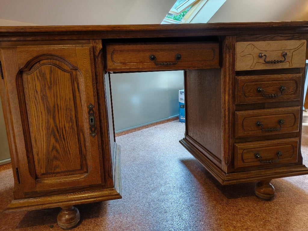 Eiken bureau - double face, Antiek en Kunst, Antiek | Meubels | Kasten, Ophalen