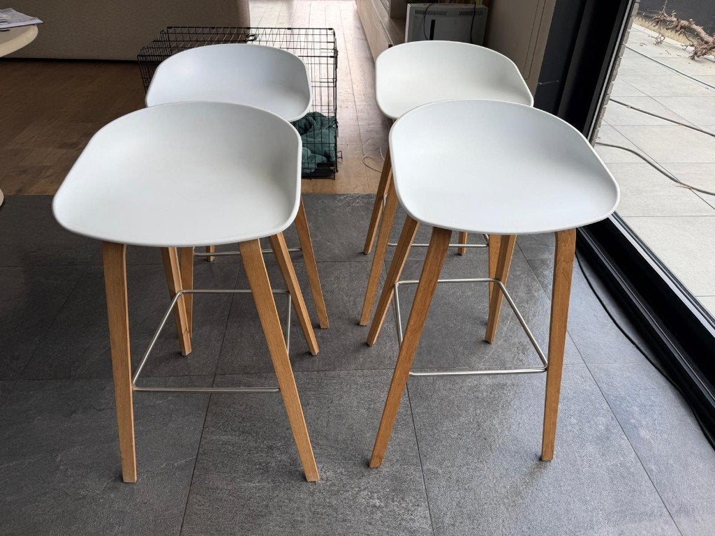 4 barstoelen, Wit, Zo goed als nieuw, Vier, Ophalen