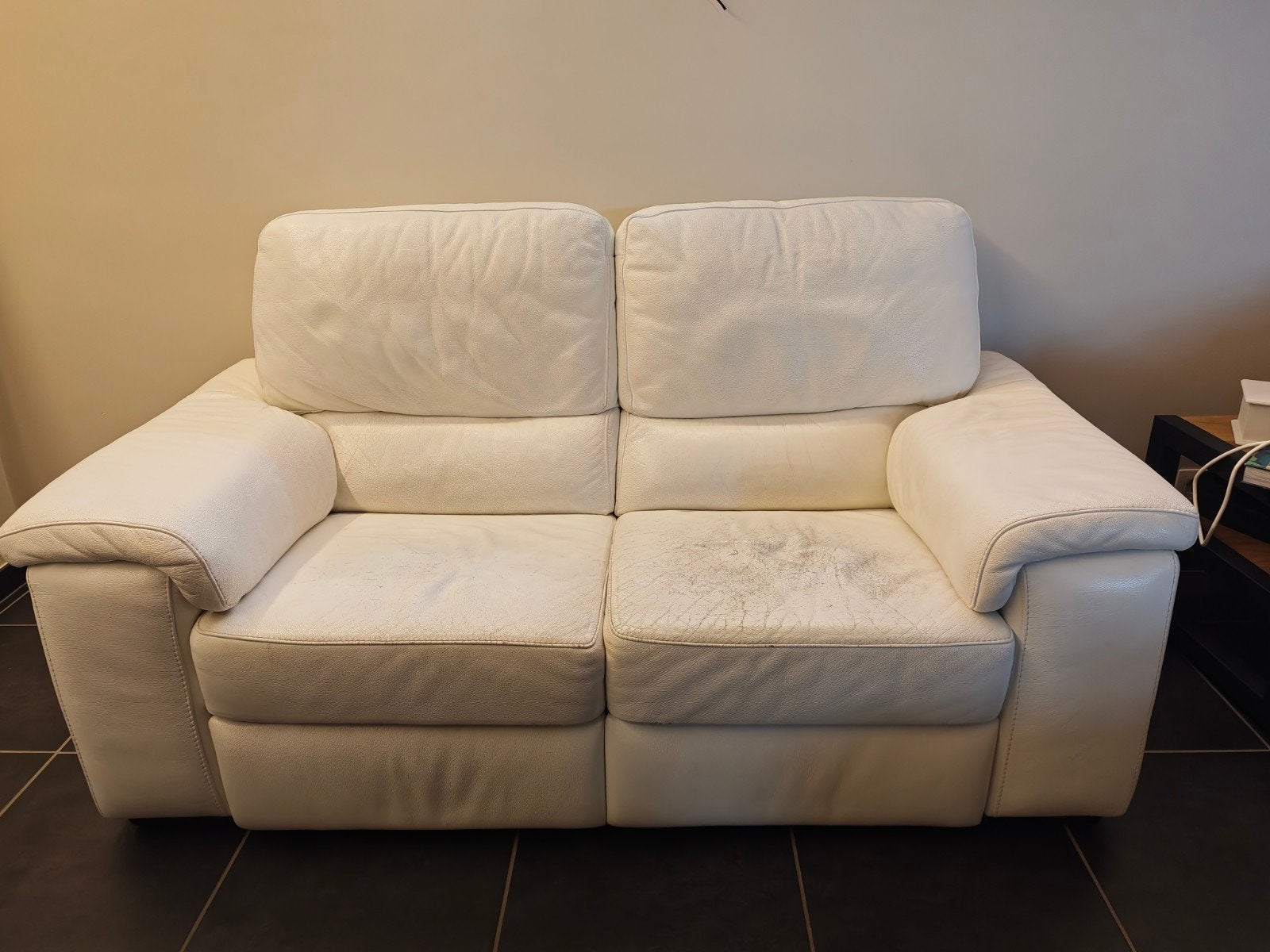 2 x divans 2 places en cuir blanc, Maison & Meubles, Canapés | Salons, Enlèvement, Cuir