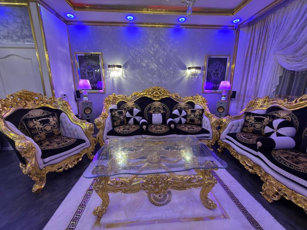 salon versace baroque  mobel canape, Trois personnes, 200 à 250 cm, Comme neuf, Enlèvement