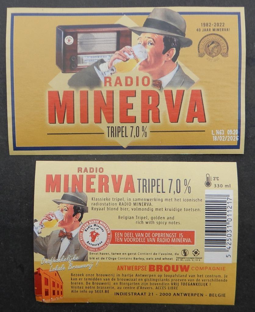 Étiquette de bière Radio Minerva Br. Antwerp Br. Comp. (9s9), Envoi, Utilisé