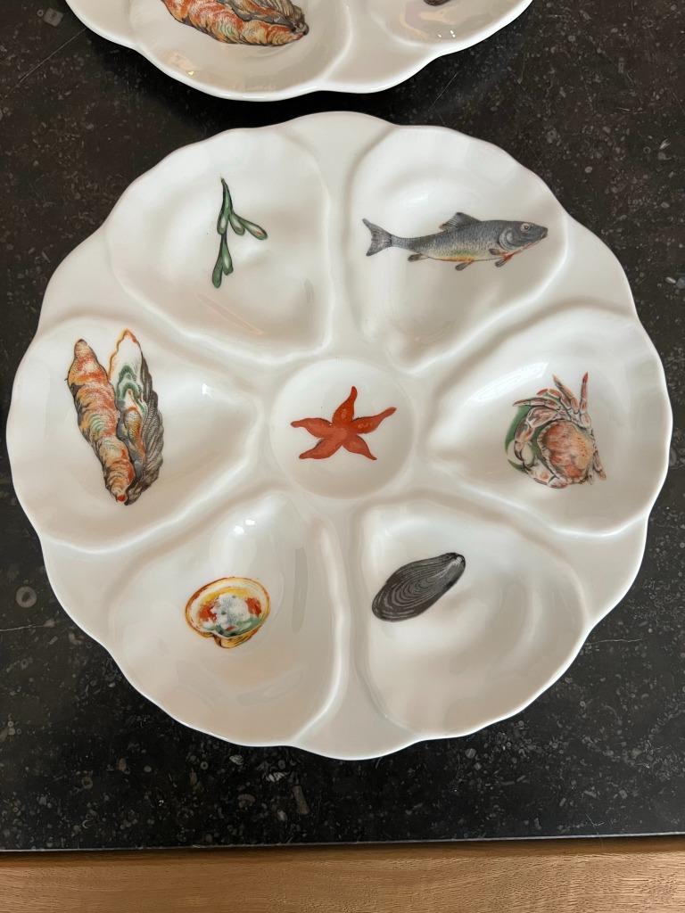 4 Porcelaine de Paris Collectie Antieke Oester borden,, Enlèvement ou Envoi