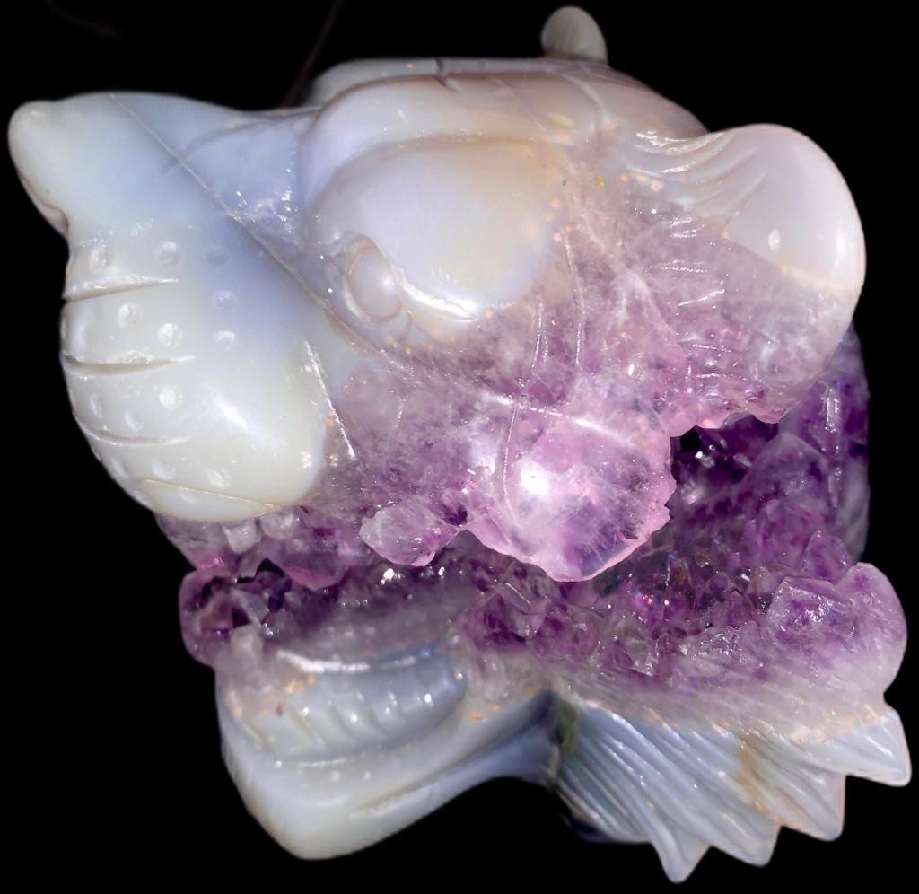 Amethyst Tijger Agaat Beeld Buste Hoofd, Enlèvement ou Envoi