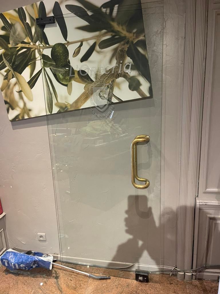 Glazen deur met deurpomp, Ophalen, Gebruikt