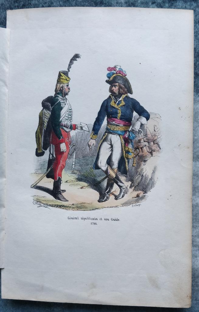 Gravure d'un général républicain et son guide 1795 France, Enlèvement ou Envoi, Armée de terre, Photo ou Poster