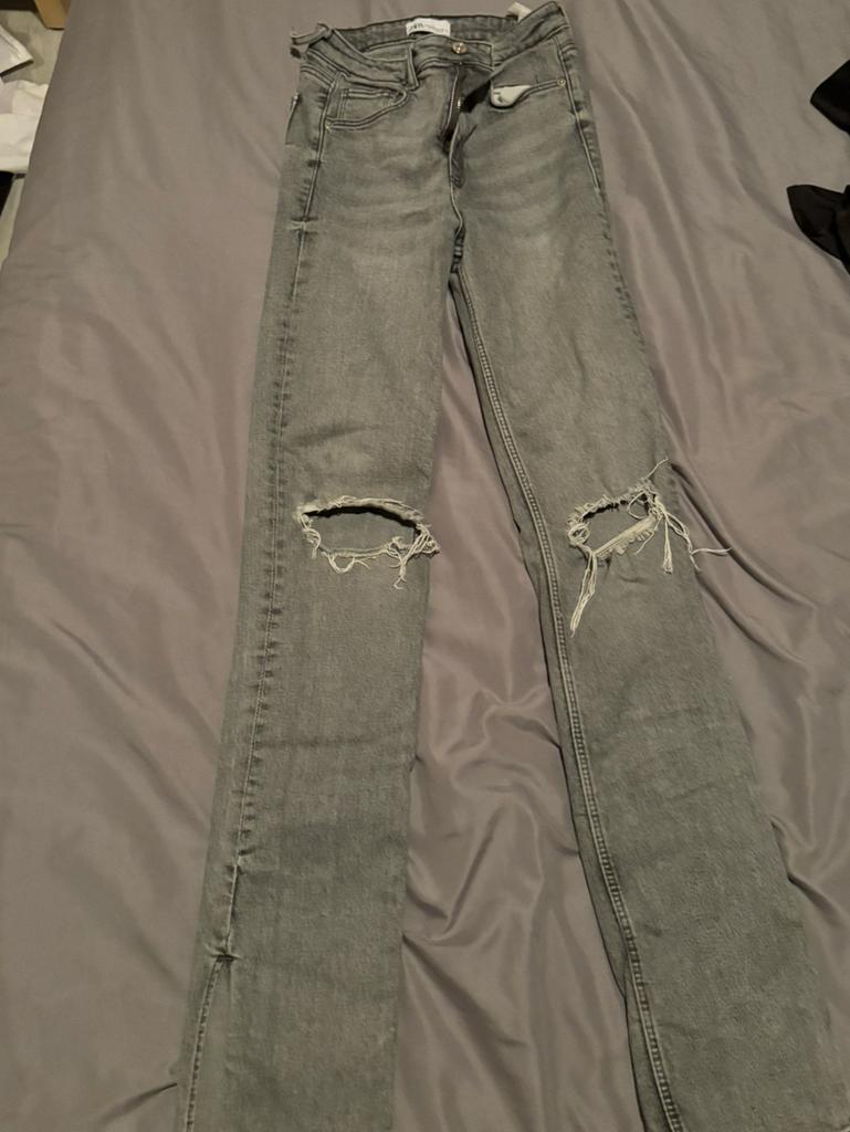 grijze jeans met gaten maat 36, Ophalen, Gedragen, Grijs, W28 - W29 (confectie 36)