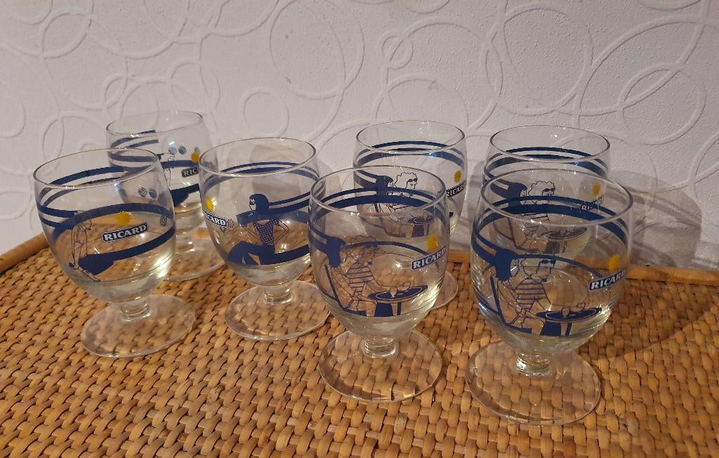 Lot 7 verres ricard collector boulistes 2009, Enlèvement, Comme neuf