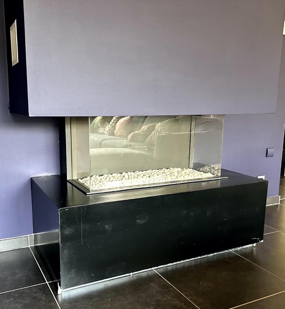 Kal-fire 3 hoeks gasopenhaard, Huis en Inrichting, Kachels, Ophalen, Gas, Zo goed als nieuw, Vrijstaand