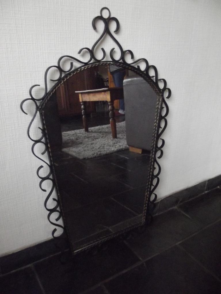 Vintage metalen spiegel, Ophalen, Overige vormen, Minder dan 50 cm, Minder dan 100 cm