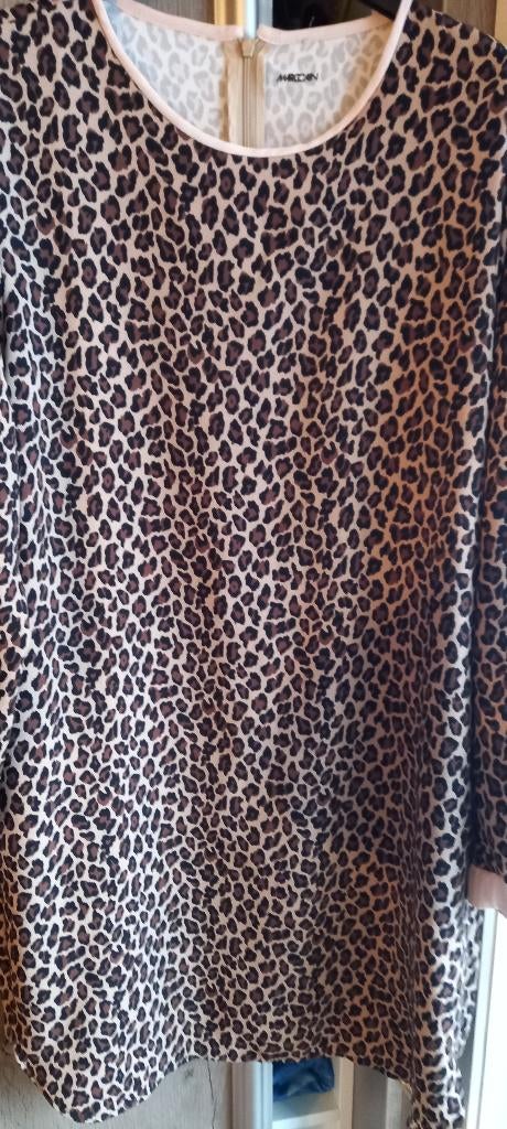 jurk lange mouwen Luipaardprint Marccain maat 4 L 40, Kleding | Dames, Jurken, Zo goed als nieuw, Maat 42/44 (L), Beige, Knielengte