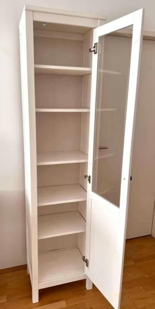 Vitrinekast - massief hout, Huis en Inrichting, Kasten | Vitrinekasten, Ophalen, Minder dan 50 cm, Met deur(en), Zo goed als nieuw