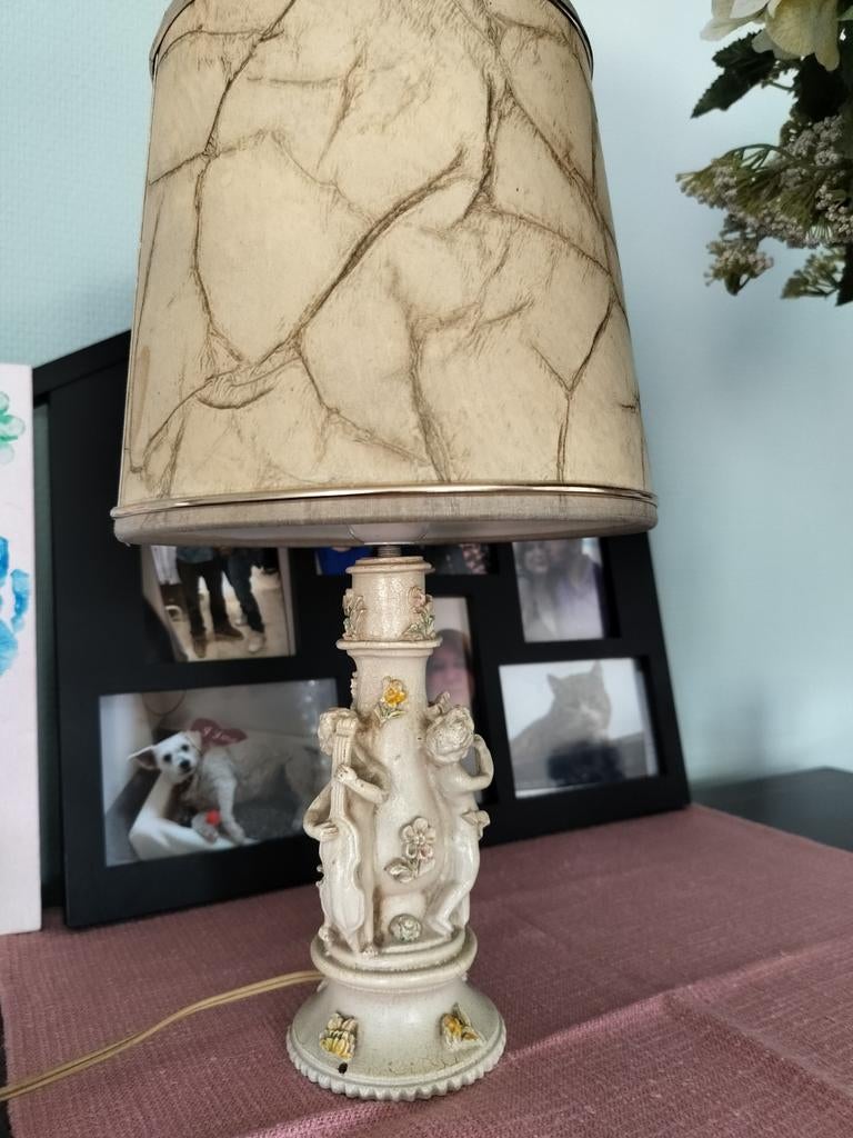 Vintage lampadaire engelen, mooie kap in perfecte staat, Antiquités & Art, Enlèvement ou Envoi