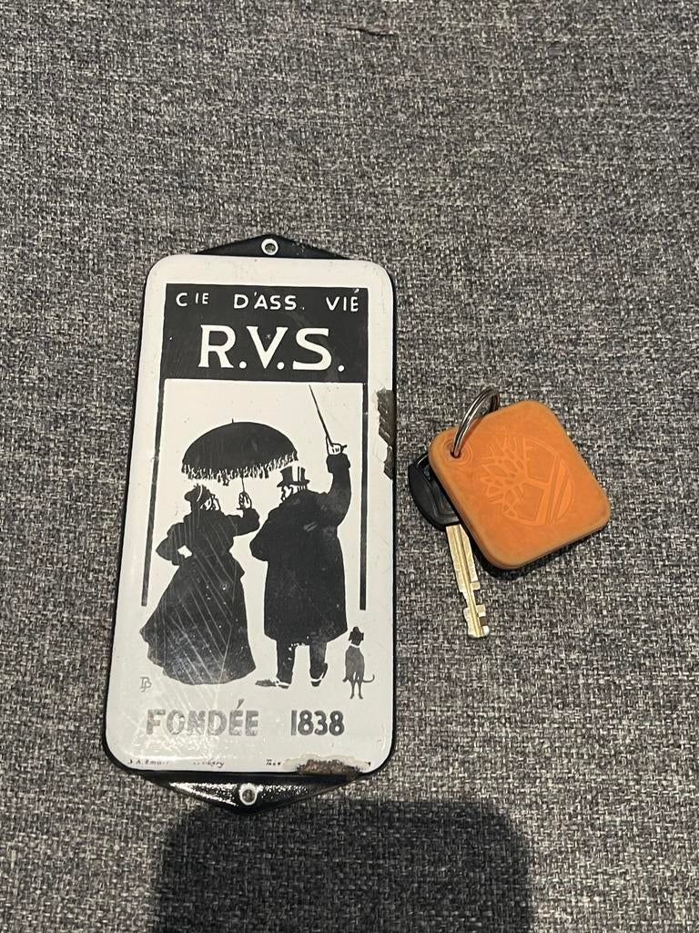 Rvs verzekeringen emaille deurpostje, Verzamelen, Ophalen of Verzenden, Zo goed als nieuw