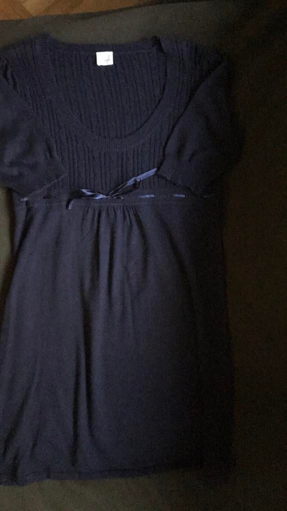 Robe en laine bleue à courtes manches, Comme neuf