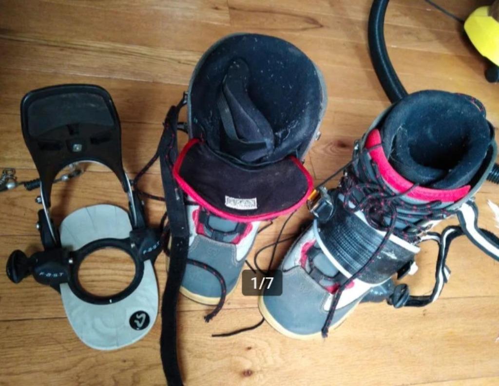 Snow Pro boots & bindings fast system UK 8 Rood 41, Ophalen of Verzenden, Gebruikt, Schoenen