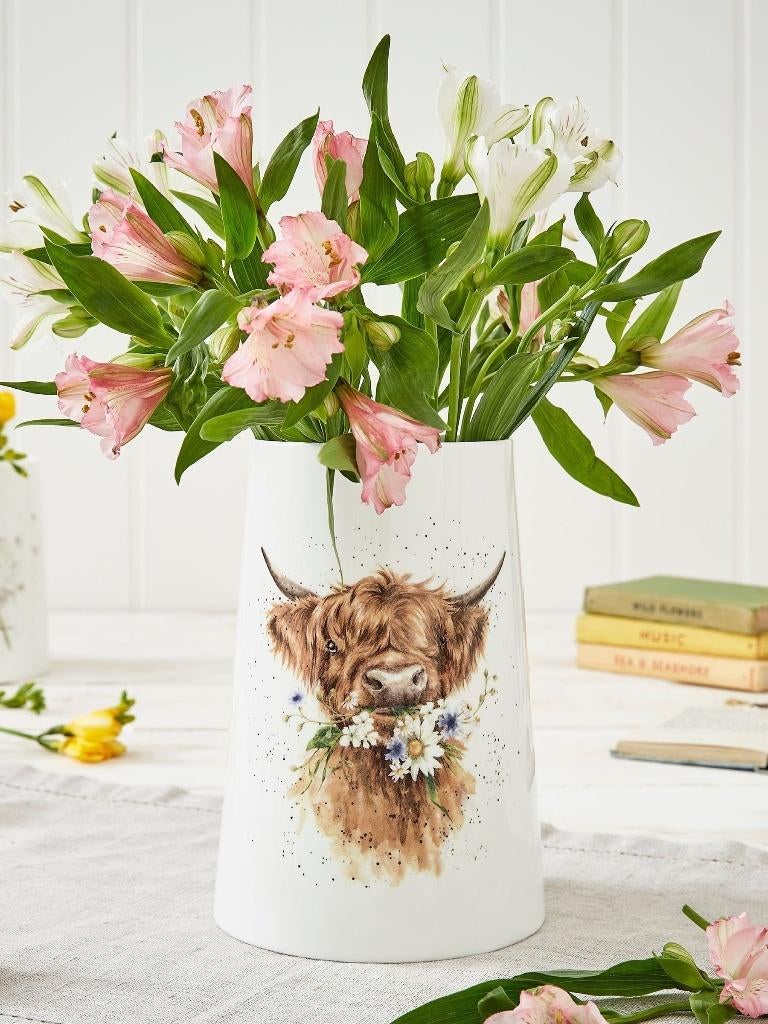 Vaas Royal Worcester Wrendale Highland cow, Ophalen, Nieuw, Wit