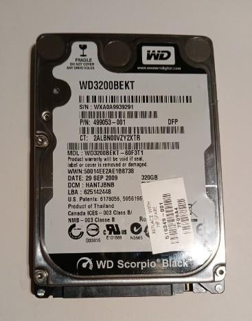 2.5 HDD..WD...320GB...7200rpm, Ophalen, Intern, Zo goed als nieuw, WD (Western Digital)