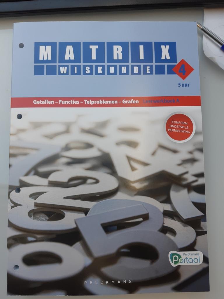 Matrix wiskunde 4 voor 5u leerwerkboek A, Boeken, Ophalen, ASO, Wiskunde A, Nieuw
