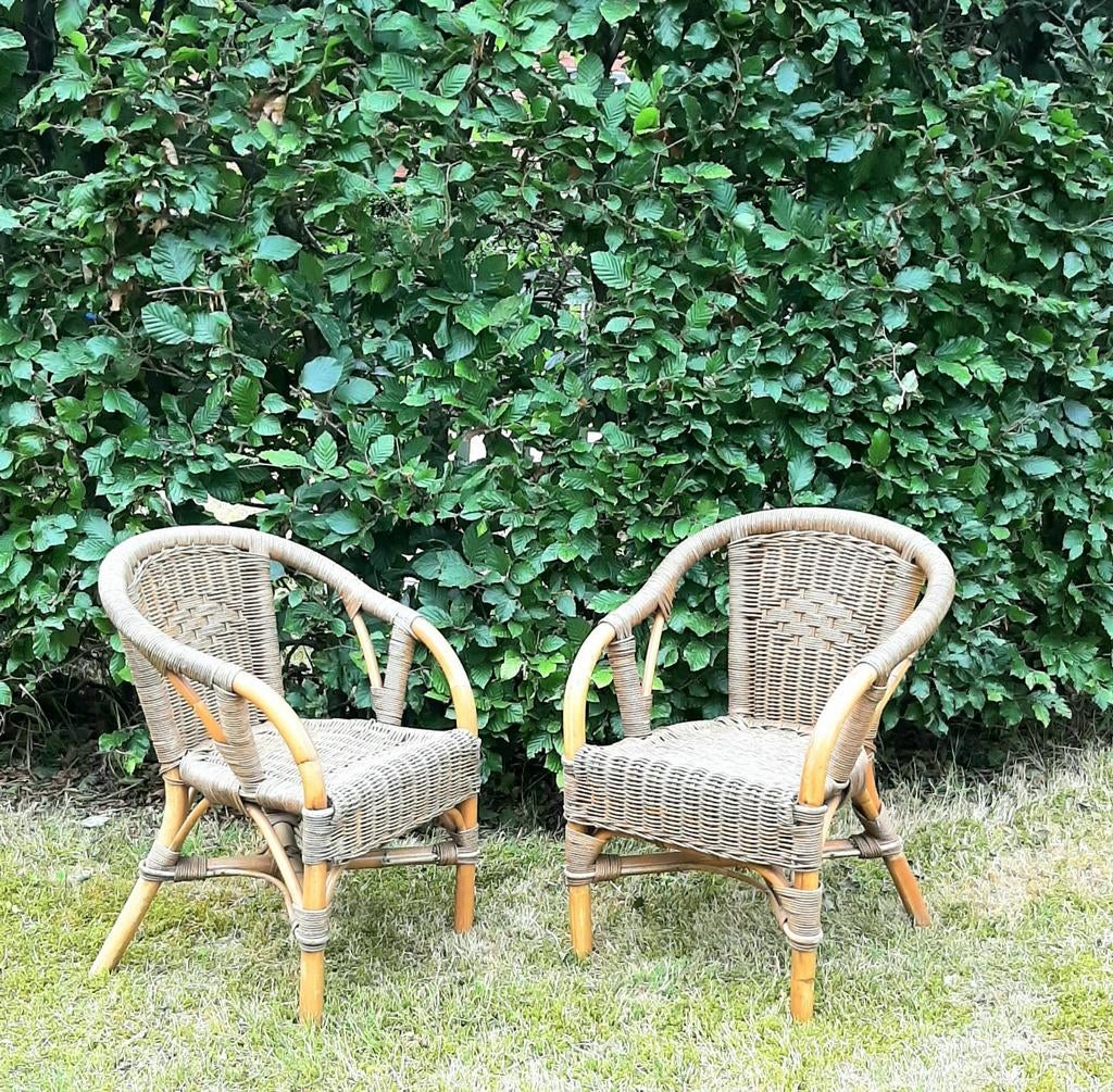 2 retro vintage rotan kinderstoeltjes, Ophalen of Verzenden, Zo goed als nieuw, Rotan