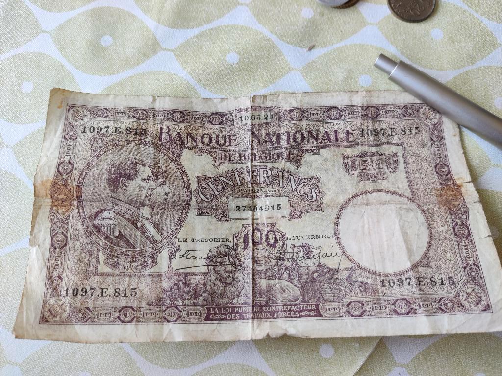een  biljet van 100 frank uit 1924, Enlèvement ou Envoi, Billets en vrac