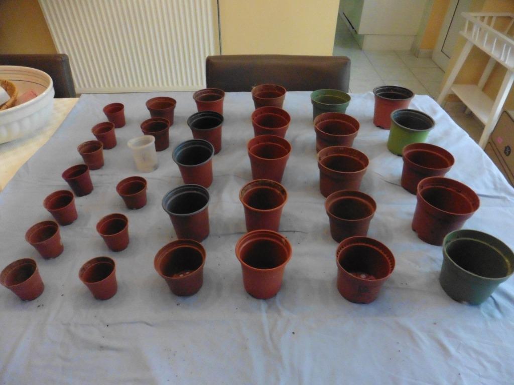 90 plastic kweekpotjes voor planten en bloemen., Tuin en Terras, Kunststof, Gebruikt, Rond, Ophalen of Verzenden