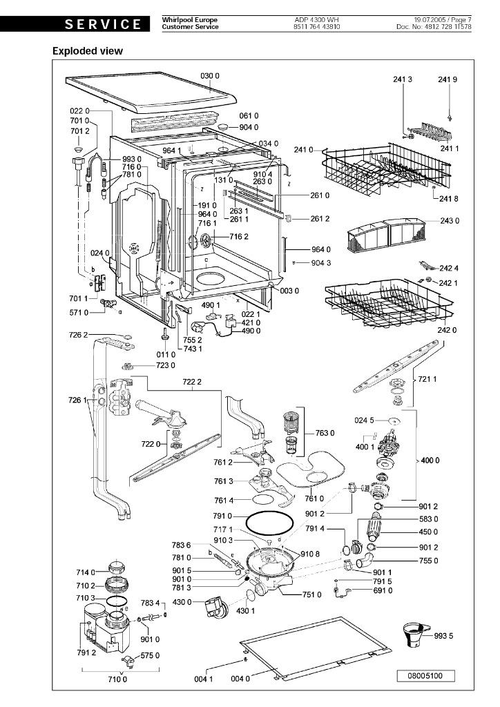 Pieces pour Lave-vaisselle Whirlpool ADP sealine, Electroménager, Lave-vaisselle, Enlèvement ou Envoi, 85 à 90 cm, Reconditionné
