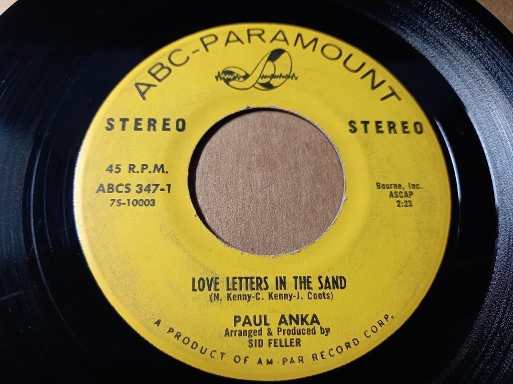 Paul Anka – Love Letters In The Sand / Secret Love '7, 7 inch, Single, Ophalen of Verzenden, Zo goed als nieuw
