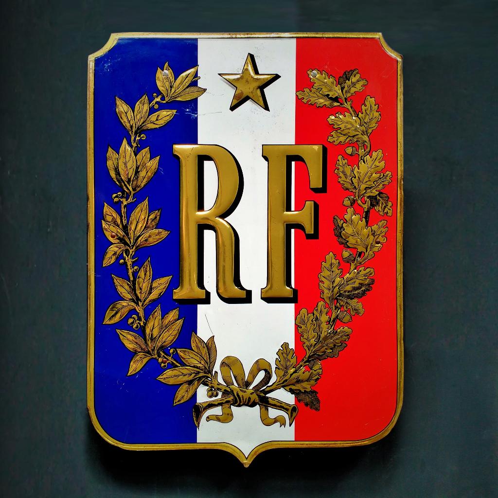 Antiek Frans Wapen République Française Vlaggen Reclamebord, Verzamelen, Merken en Reclamevoorwerpen, Gebruikt, Reclamebord, Verzenden