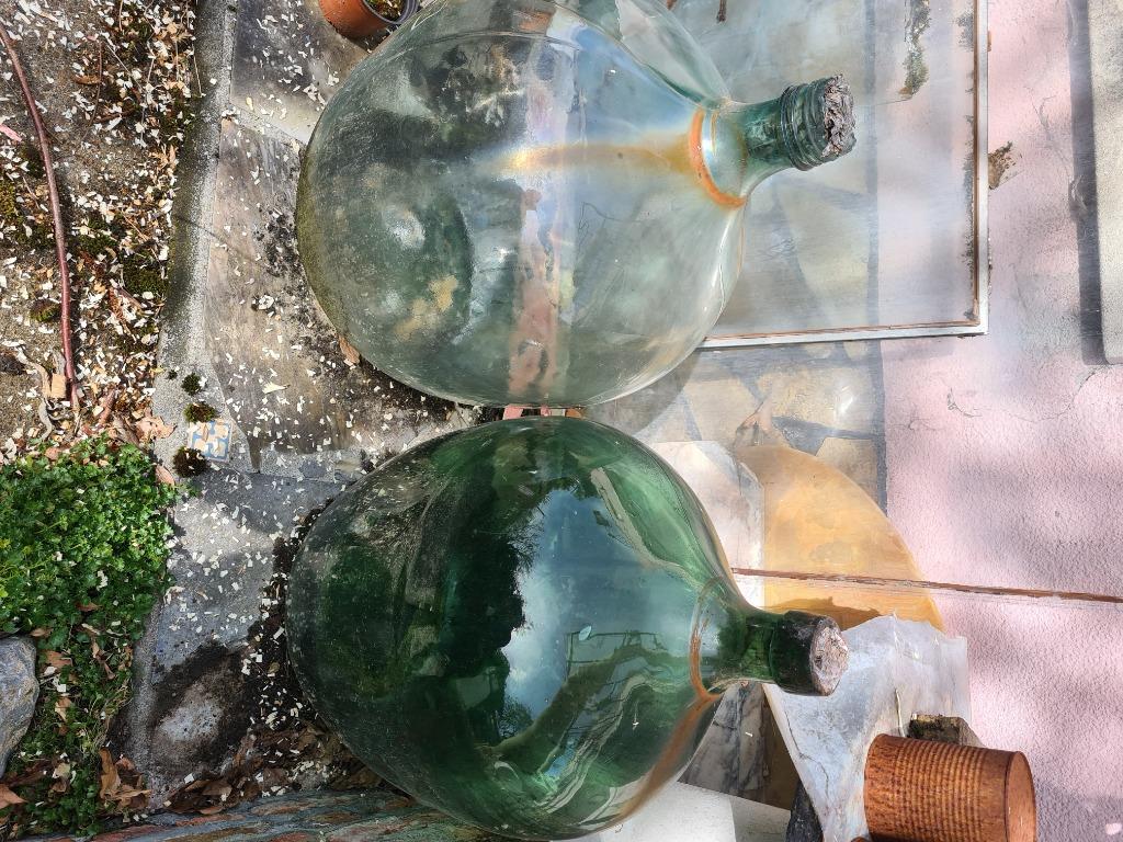 Ballonfles / glazen kruik / vintage, Huis en Inrichting, Woonaccessoires | Vazen, Ophalen, Gebruikt, Groen, Glas