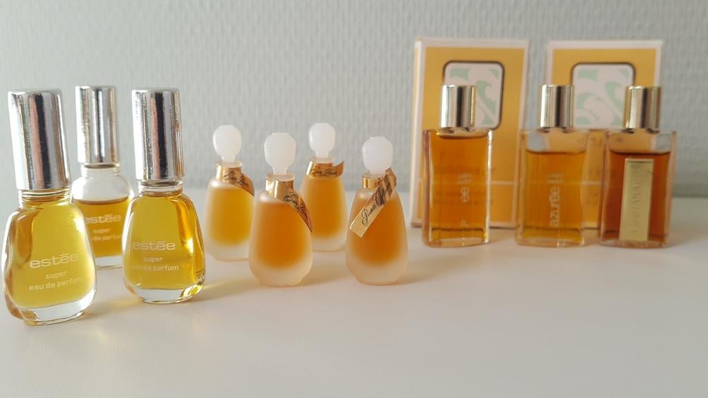 Estée Lauder vintage samples + Pressed Powder, Ophalen of Verzenden, Zo goed als nieuw, Miniatuur, Gevuld