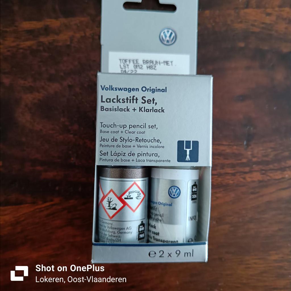 Autolak stift VW tofee braun Metaliek, Auto diversen, Ophalen