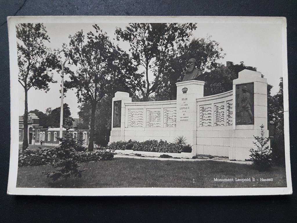 Postkaart Monument Leopold II Hasselt, Ophalen of Verzenden, 1940 tot 1960, Ongelopen, Limburg